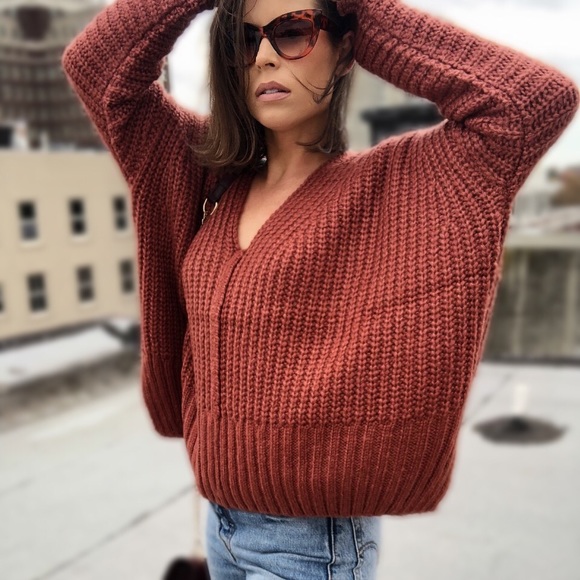 Last 1✨Ziggy Rust Oversized Slouchy Knit Sweater - Picture 6 of 8